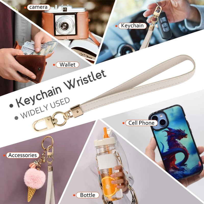 KNGITRYI Small Wristlet Wallets for Women RFID Credit Card Holder Wallet Keychain Wristlet Wallet Credit Card Wallets for Women (Beige) - Image 3